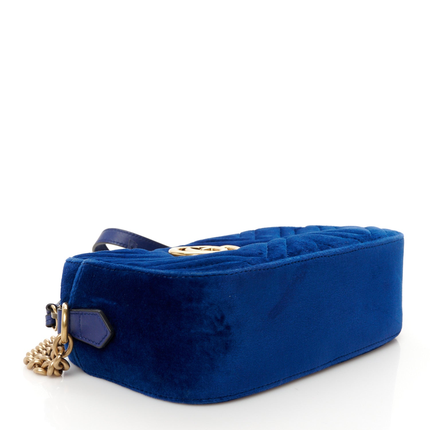 Gucci Velvet Matelasse Small GG Marmont Chain Shoulder Bag Cobalt 4 of 11
