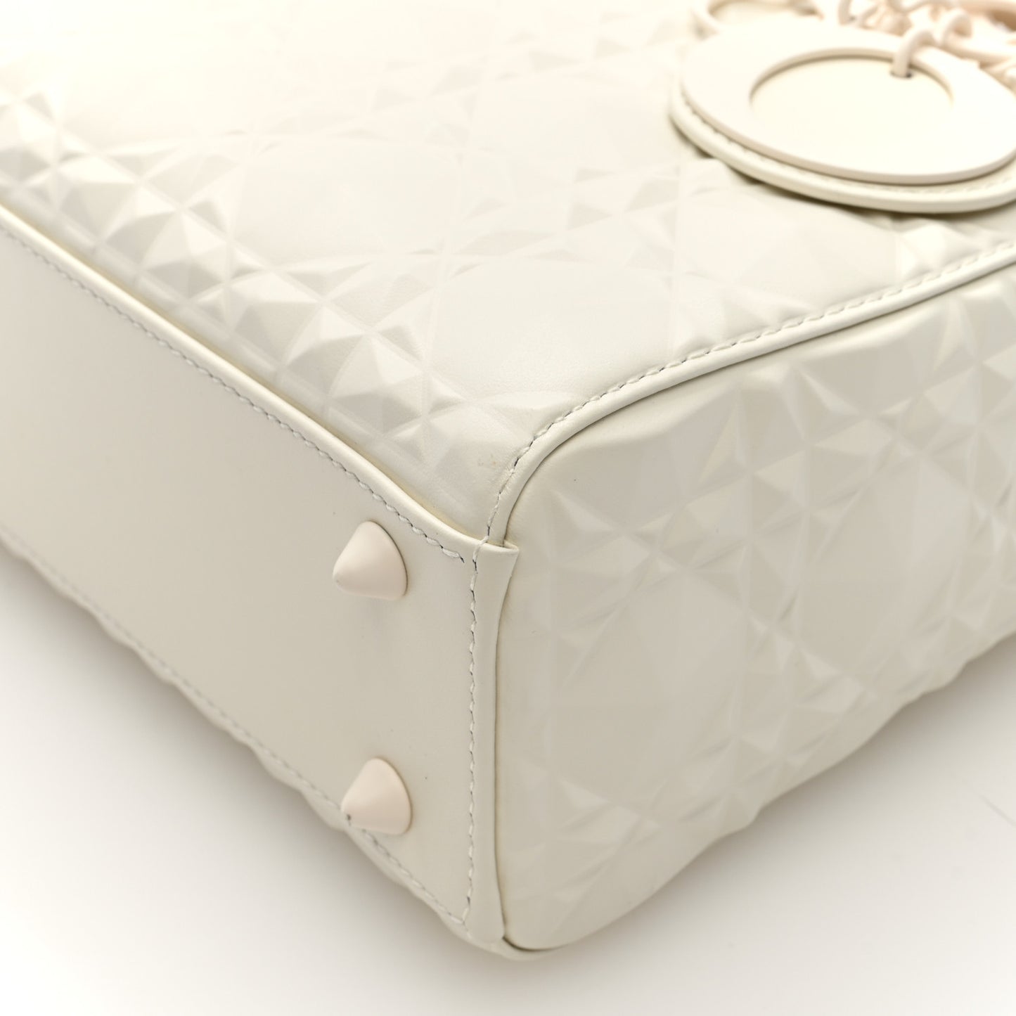 Calfskin Cannage Diamond Small My ABCDior Lady Dior White