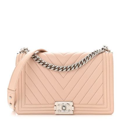 Chanel Calfskin Chevron Quilted New Medium Boy Flap Beige 1 of 11