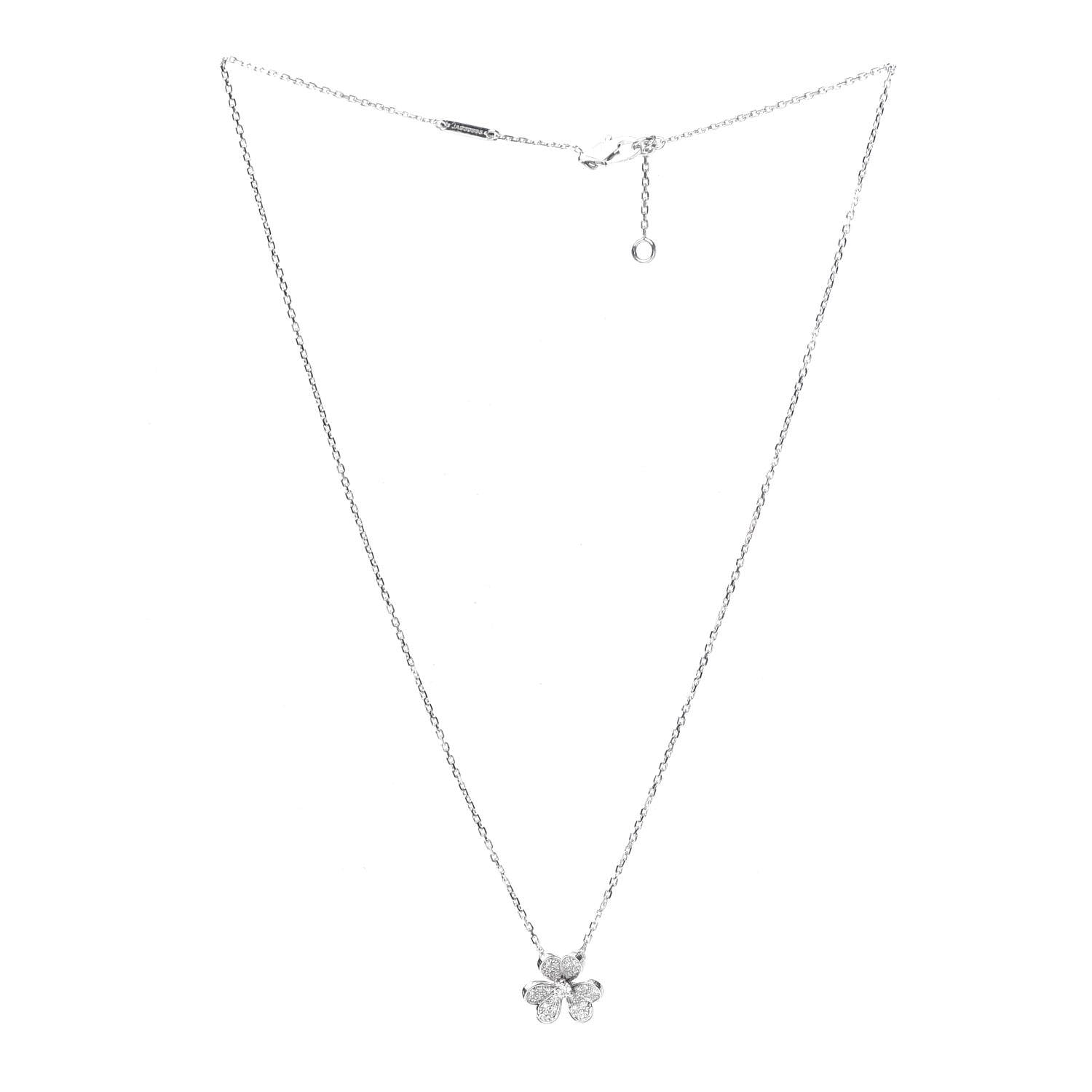 Van Cleef & Arpels 18K White Gold Diamond Mini Frivole Pendant Pave Necklace 3 of 6