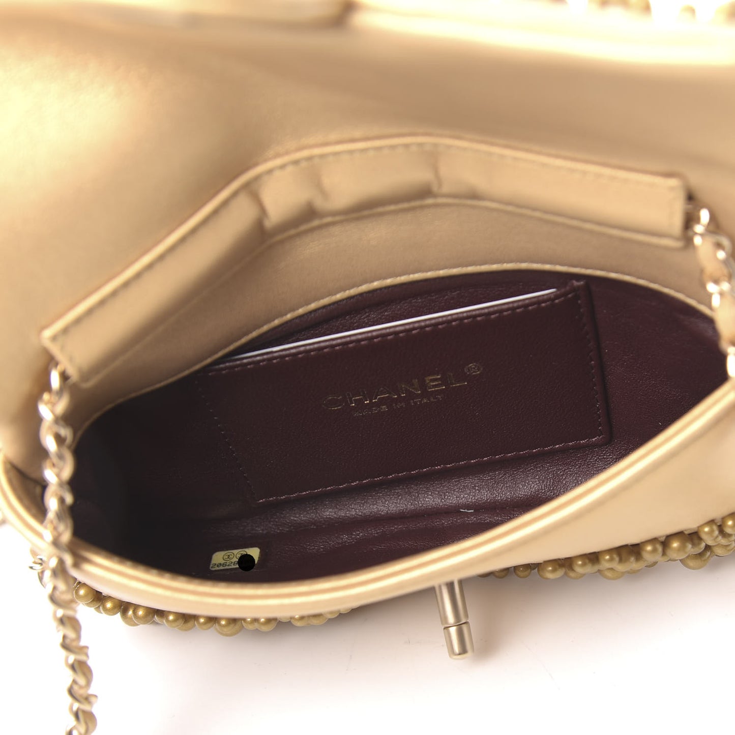 Lambskin Pearls Flap Gold