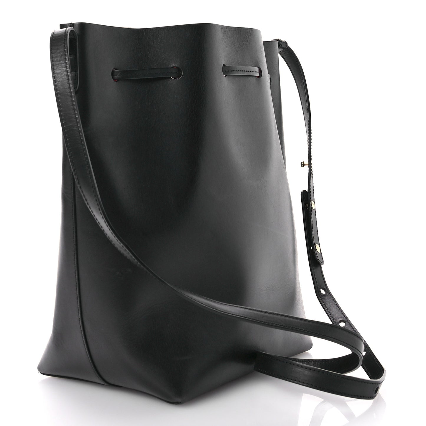 Vegetable Tanned Calfskin Bucket Bag Black Flamma