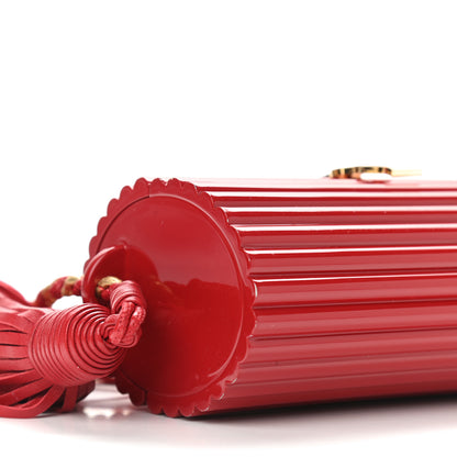 Saint Laurent Ribbed Plexiglass Lambskin Fringe Monogram Opium Box Bag Red 7 of 10