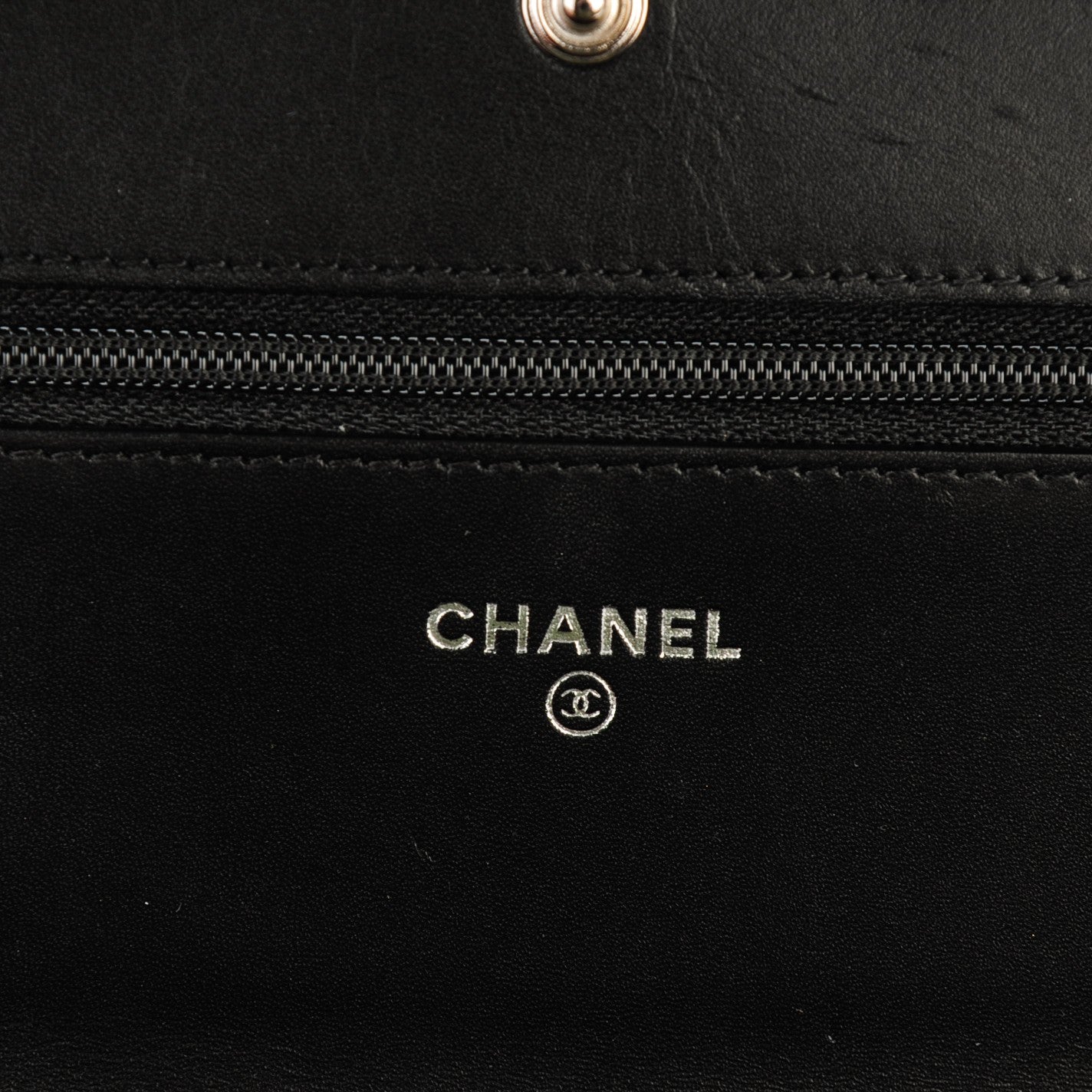 Calfskin Quilted Cambon Wallet On Chain WOC Black