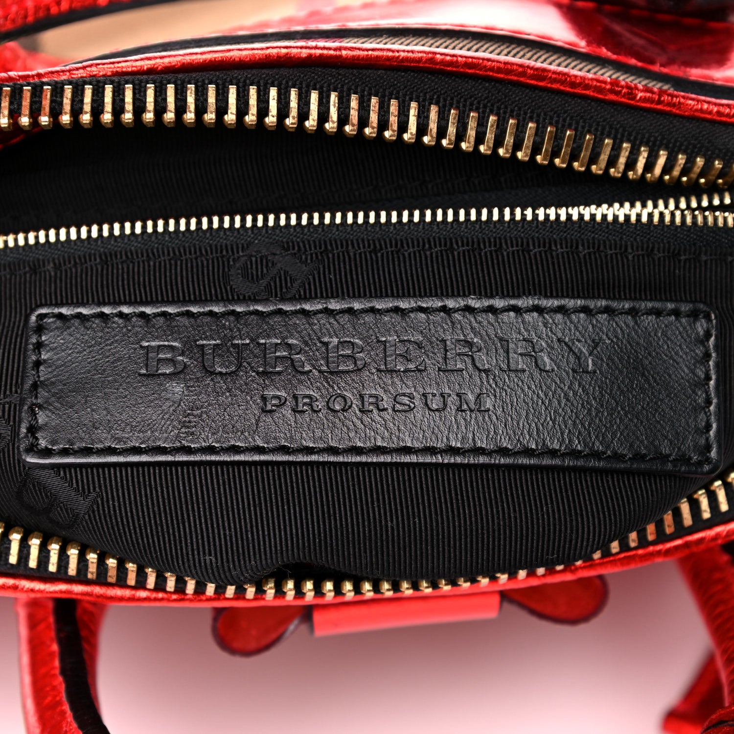 Burberry Prorsum Metallic Calfskin House Check Small Blaze Satchel Cadmium Red 5 of 14