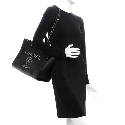 Chanel Caviar Small Studded Deauville Tote Black 3 of 8