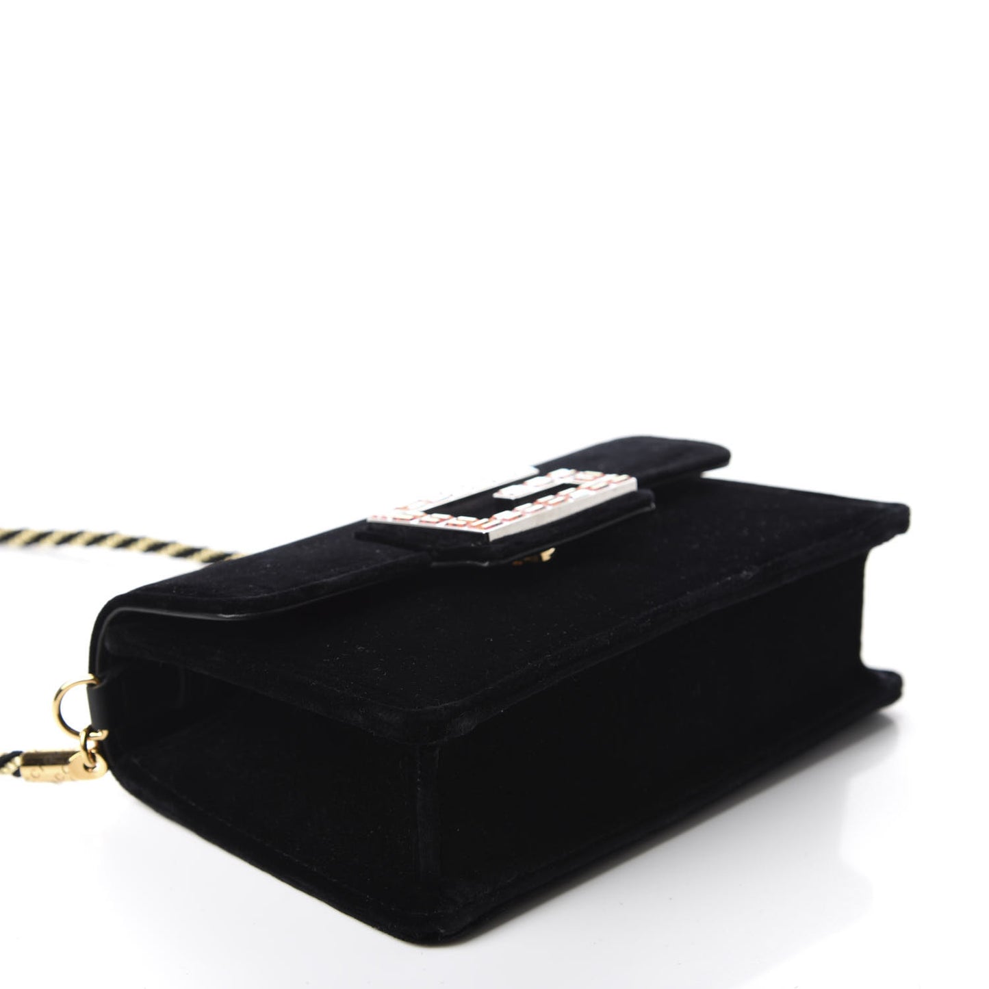 Velvet Crystal Square G Shoulder Bag Black
