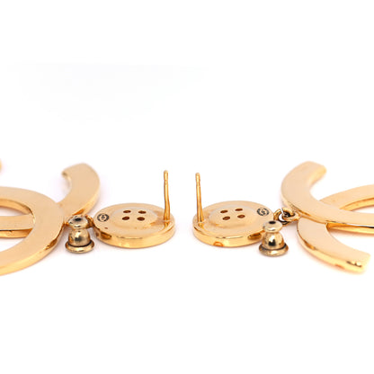 Chanel Metal Large Paris Button Earrings Gold 3 of 4