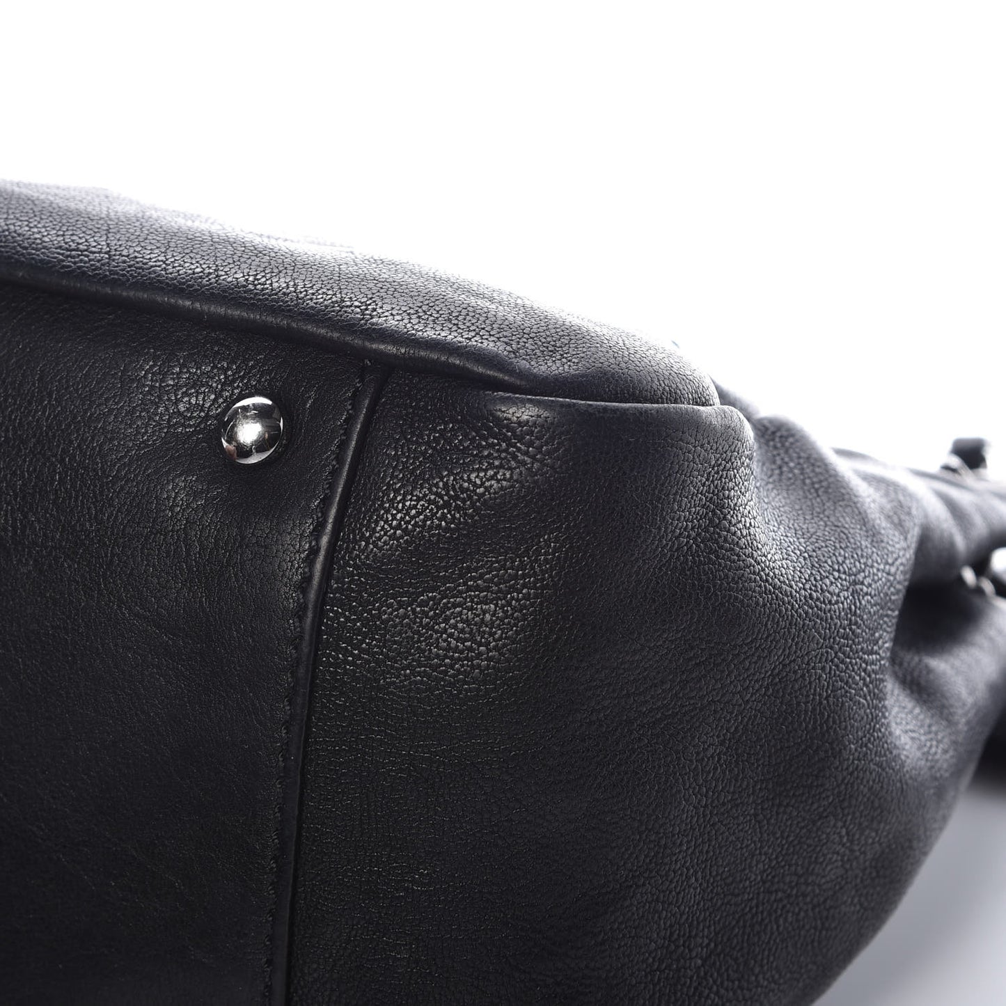 Calfskin Diamond Stitch Accordion Flap Black