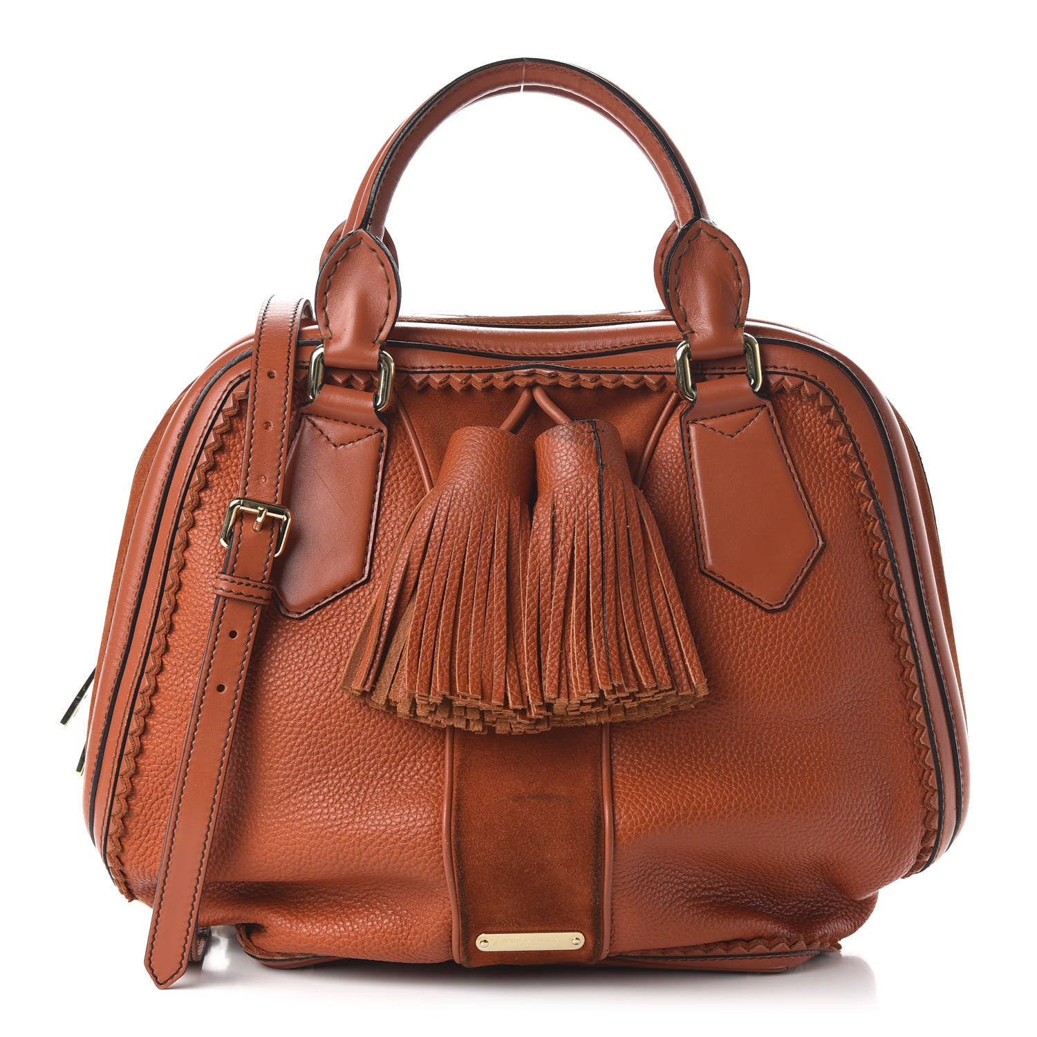Burberry Grainy Calfskin Suede Prorsum Tassel Bowling Bag Orange 1 of 9