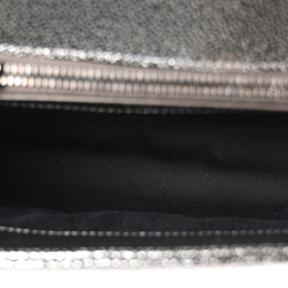 Saint Laurent Metallic Grain De Poudre Matelasse Chevron Monogram Medium College Bag Gunmetal 5 of 10