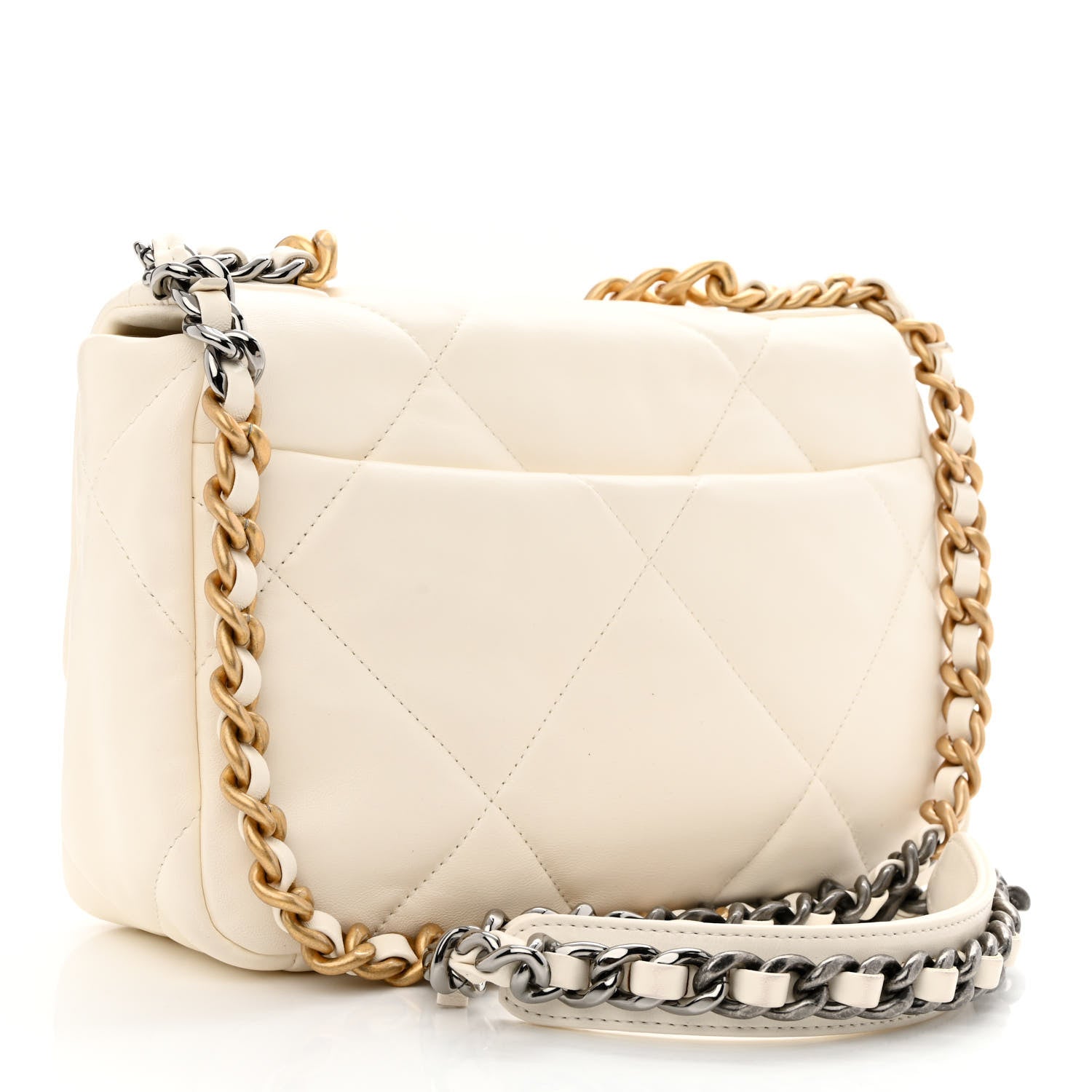 Chanel Lambskin Quilted Medium Chanel 19 Flap White 3 of 12