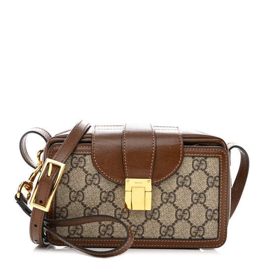 GG Supreme Monogram Mini Clasp Bag Beige Brown