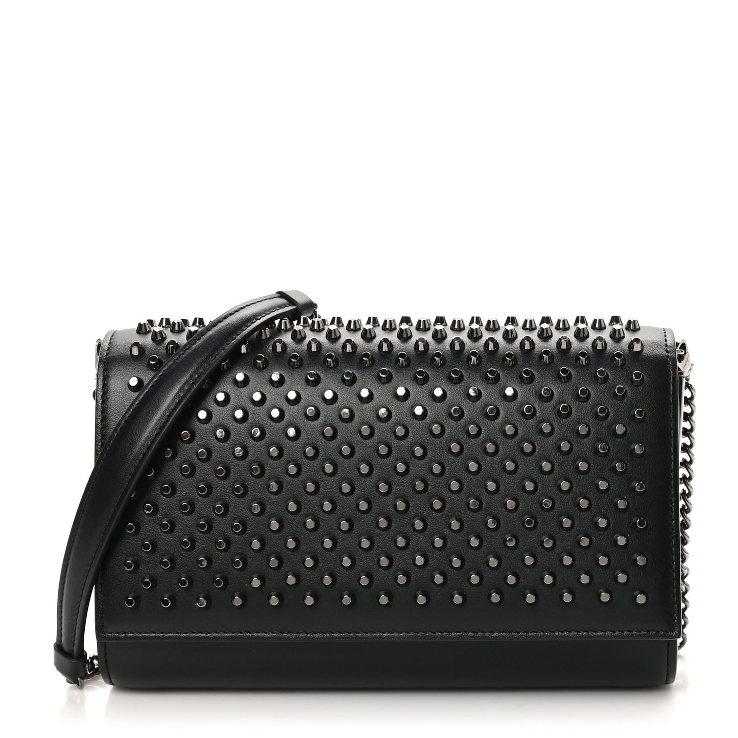 Calfskin Patent Spikes Paloma Clutch Black