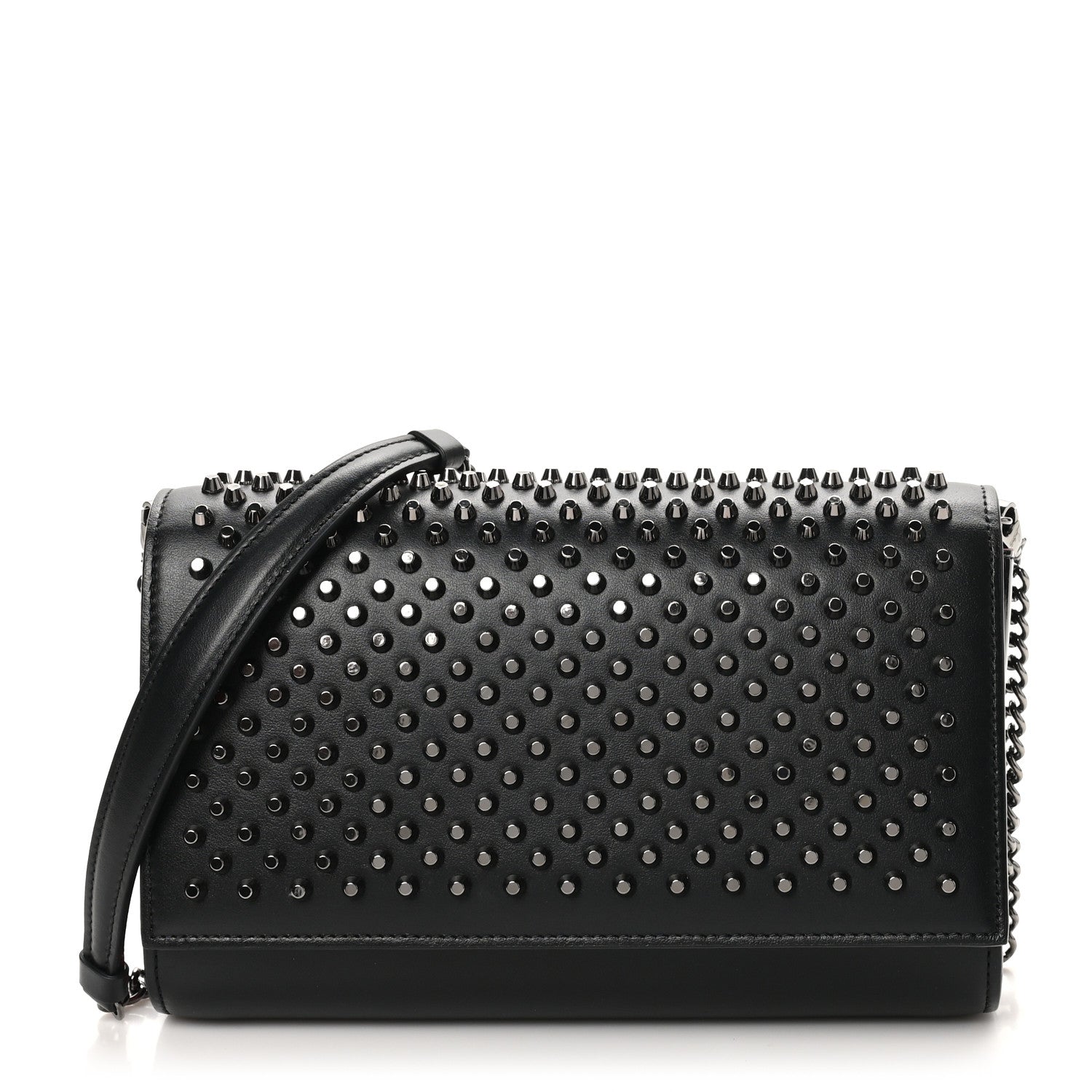 Christian Louboutin Calfskin Patent Spikes Paloma Clutch Black 1 of 9