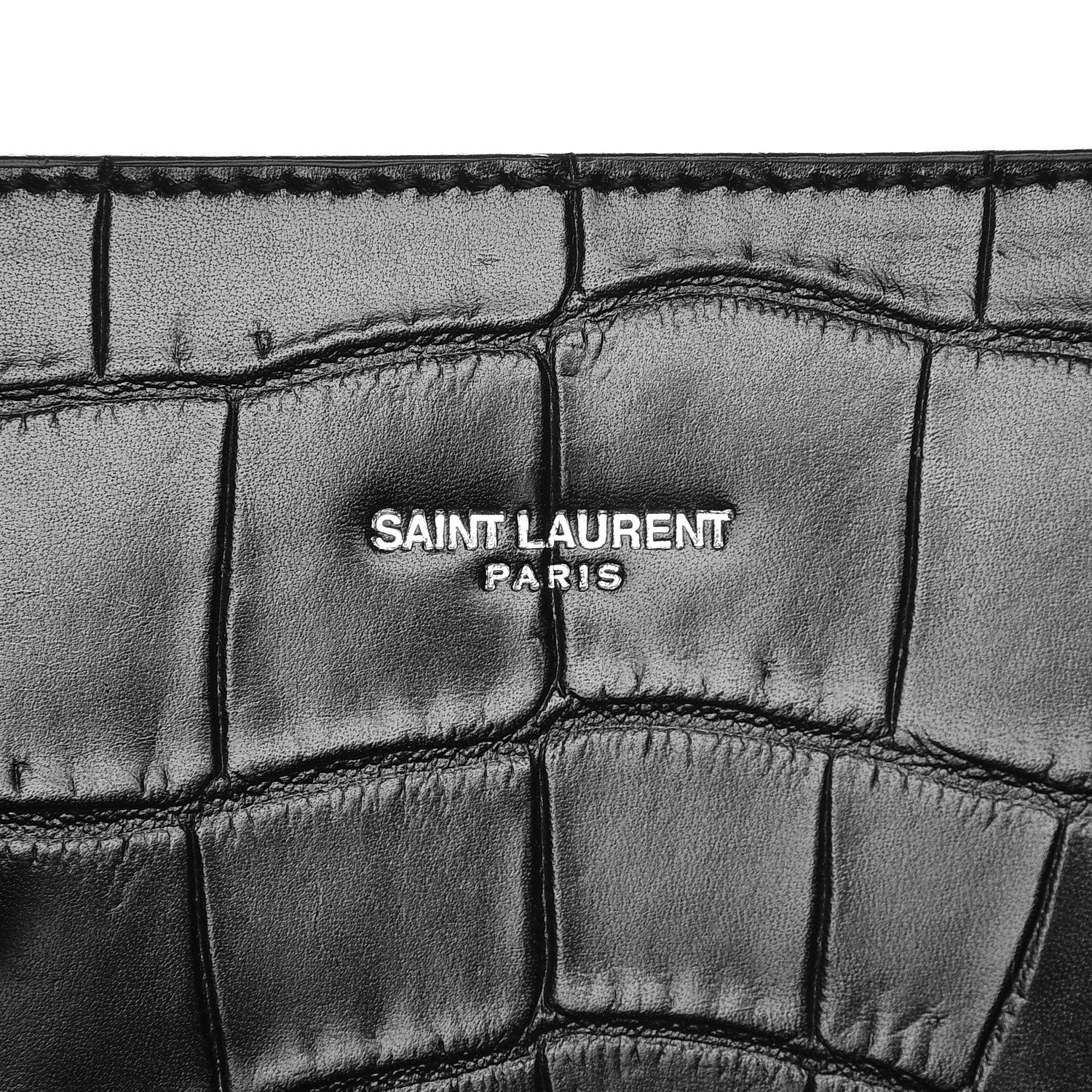 Saint Laurent Calfskin Crocodile Embossed Large Souple Sac De Jour Black 6 of 8