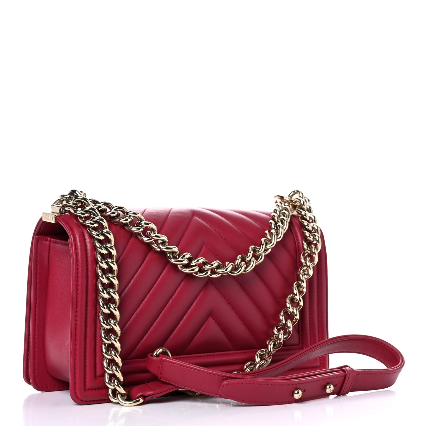 Lambskin Chevron Quilted Medium Boy Flap Dark Pink