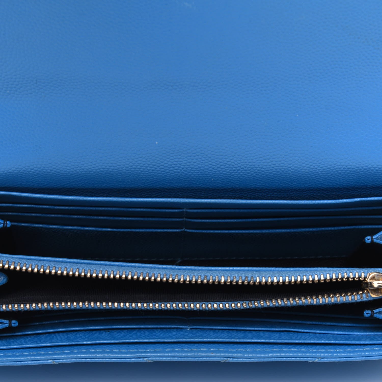 Saint Laurent Grain De Poudre Matelasse Chevron Monogram Flap Wallet Blue Clair 5 of 21