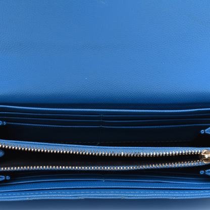 Saint Laurent Grain De Poudre Matelasse Chevron Monogram Flap Wallet Blue Clair 5 of 21