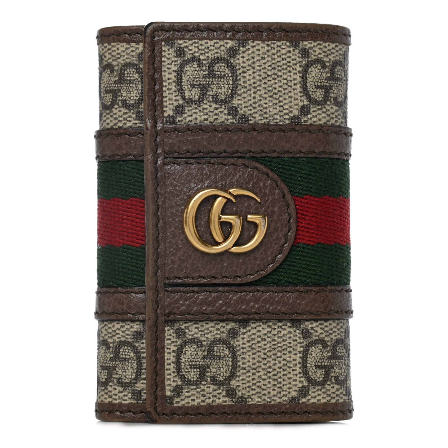 GG Supreme Monogram Web Ophidia 6 Key Holder Case Beige New Acero