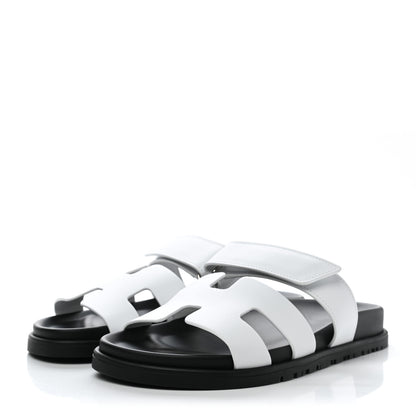 Hermes Calfskin Womens Chypre Sandals 36.5 White 3 of 9
