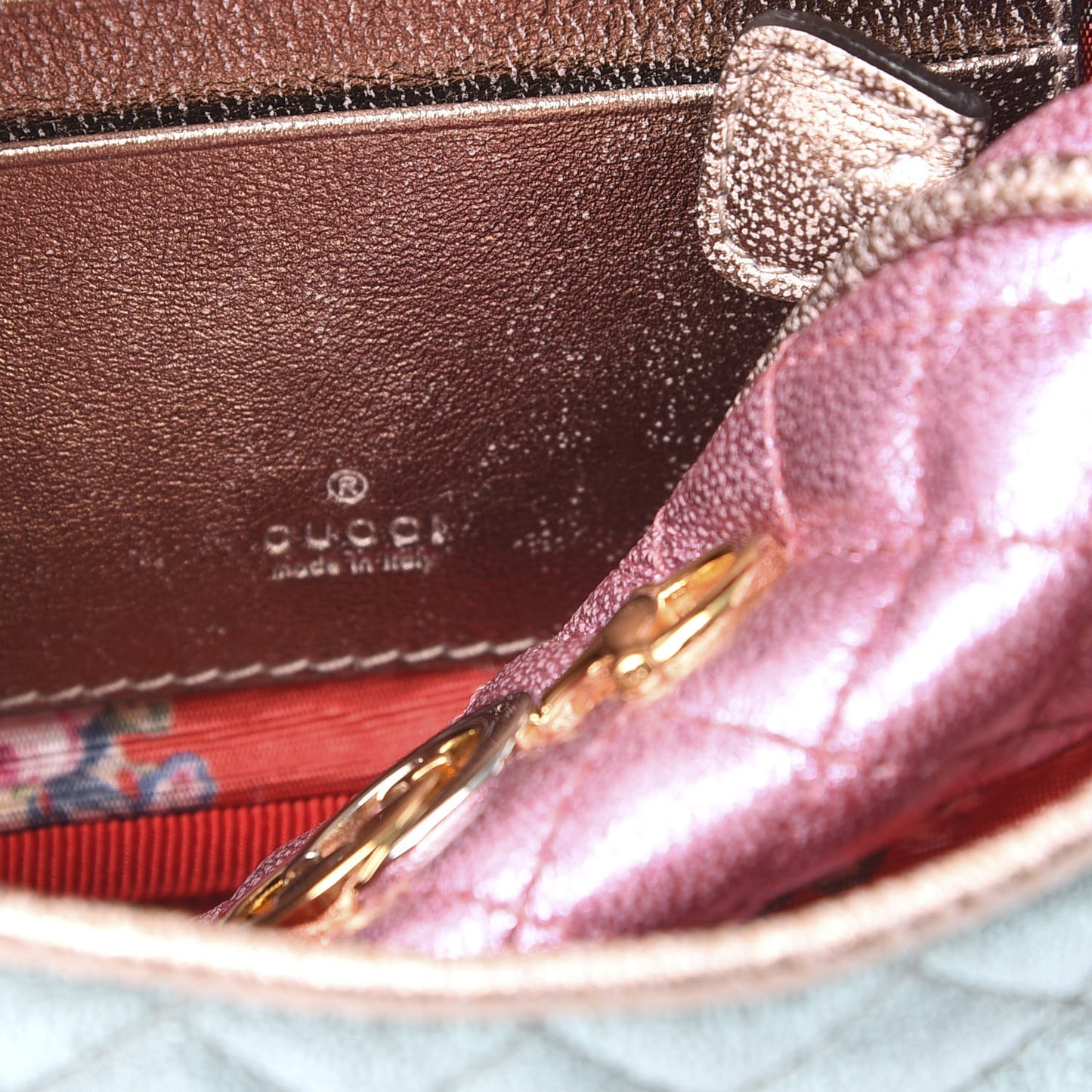Laminated Nappa Trapuntata Mini Zumi Dome Shoulder Bag Rosa Lago Rame