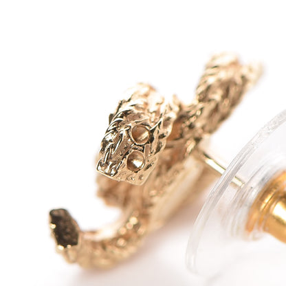 Chanel Crystal Twisted CC Earrings Gold 8 of 10