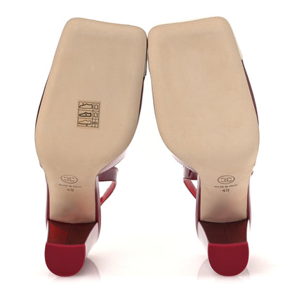 Chanel Laminated Calfskin Lambskin Cap Toe CC Slingback Pumps 40 Red Ivory 7 of 12