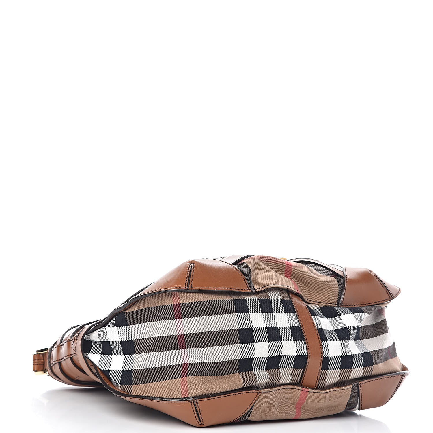 Burberry House Check Bridle Calfskin Small Dutton Hobo Light Tan 4 of 14