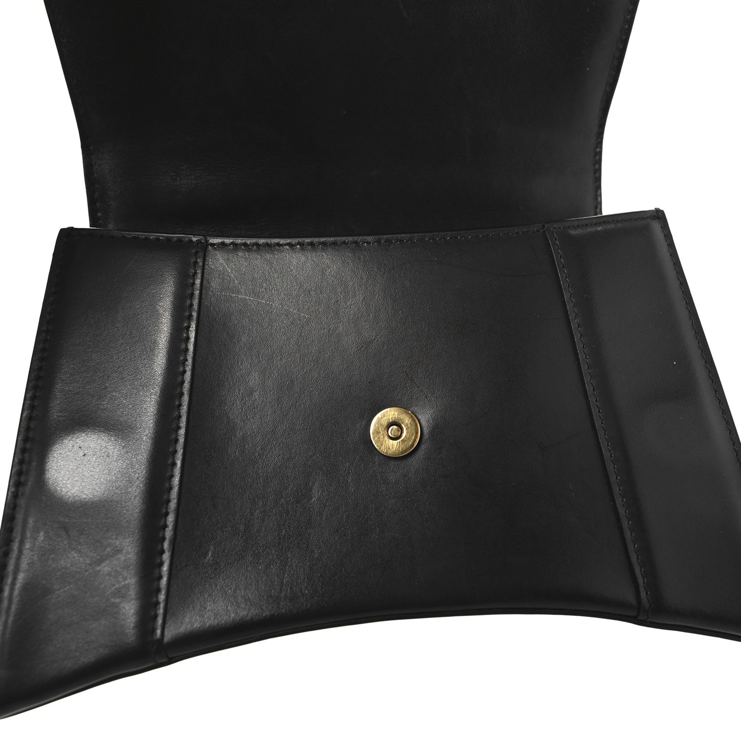 Shiny Box Calfskin Small Hourglass Top Handle Bag Black