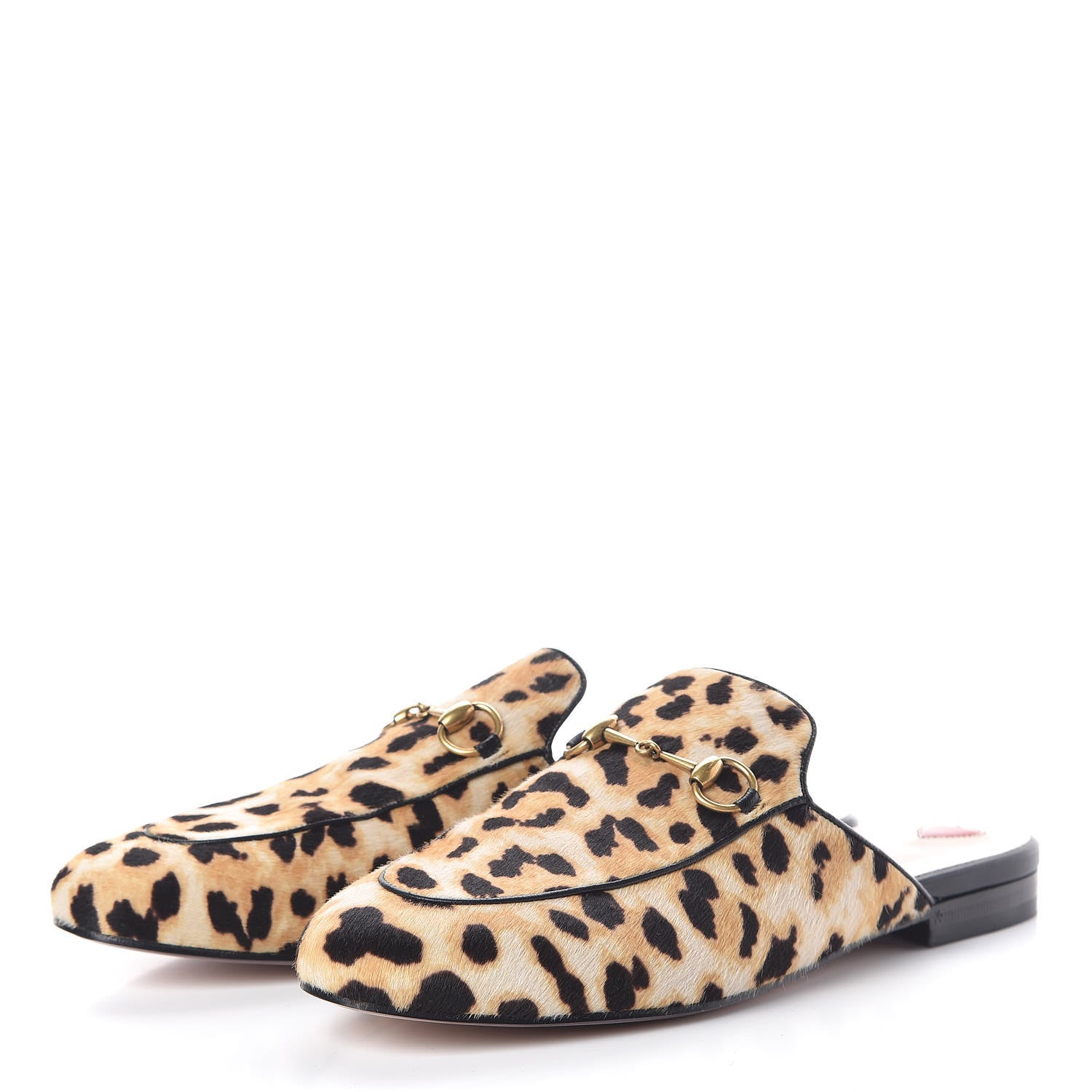 Gucci Calf Hair Leopard Print Womens Princetown Slippers 38.5 Naturale Black 3 of 8