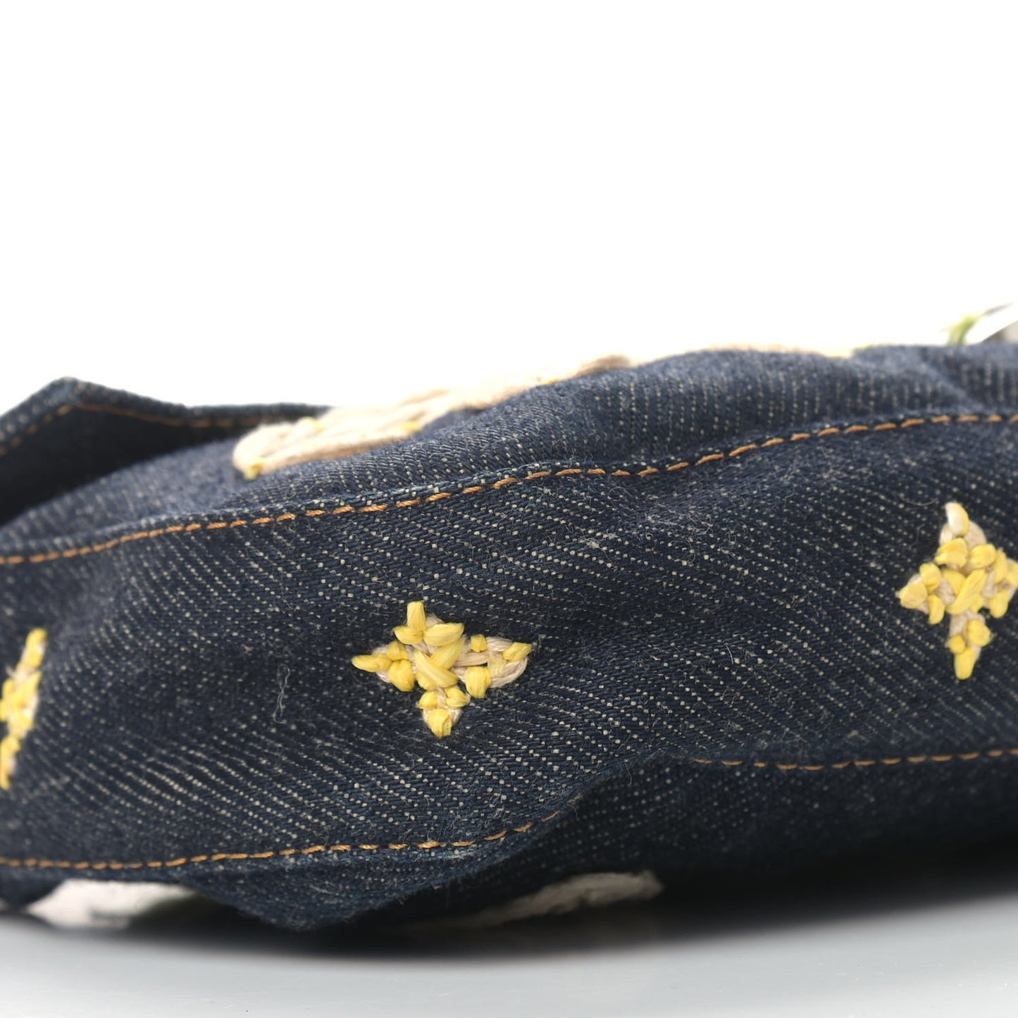 Denim Embroidered Baguette Blue Multicolor