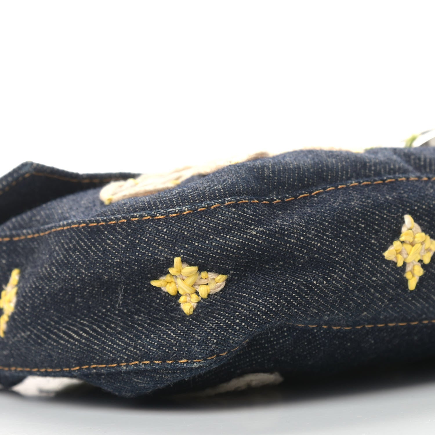 Fendi Denim Embroidered Baguette Blue Multicolor 8 of 12