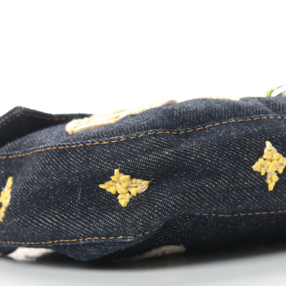 Fendi Denim Embroidered Baguette Blue Multicolor 8 of 12