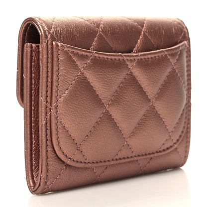 Chanel Metallic Calfskin Quilted Reissue Flap Card Holder Wallet Copper Pink 3 of 10