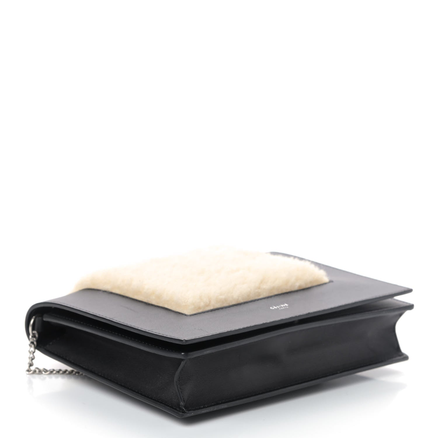 Celine Smooth Lambskin Shearling Frame Evening Chain Clutch Black 3 of 4