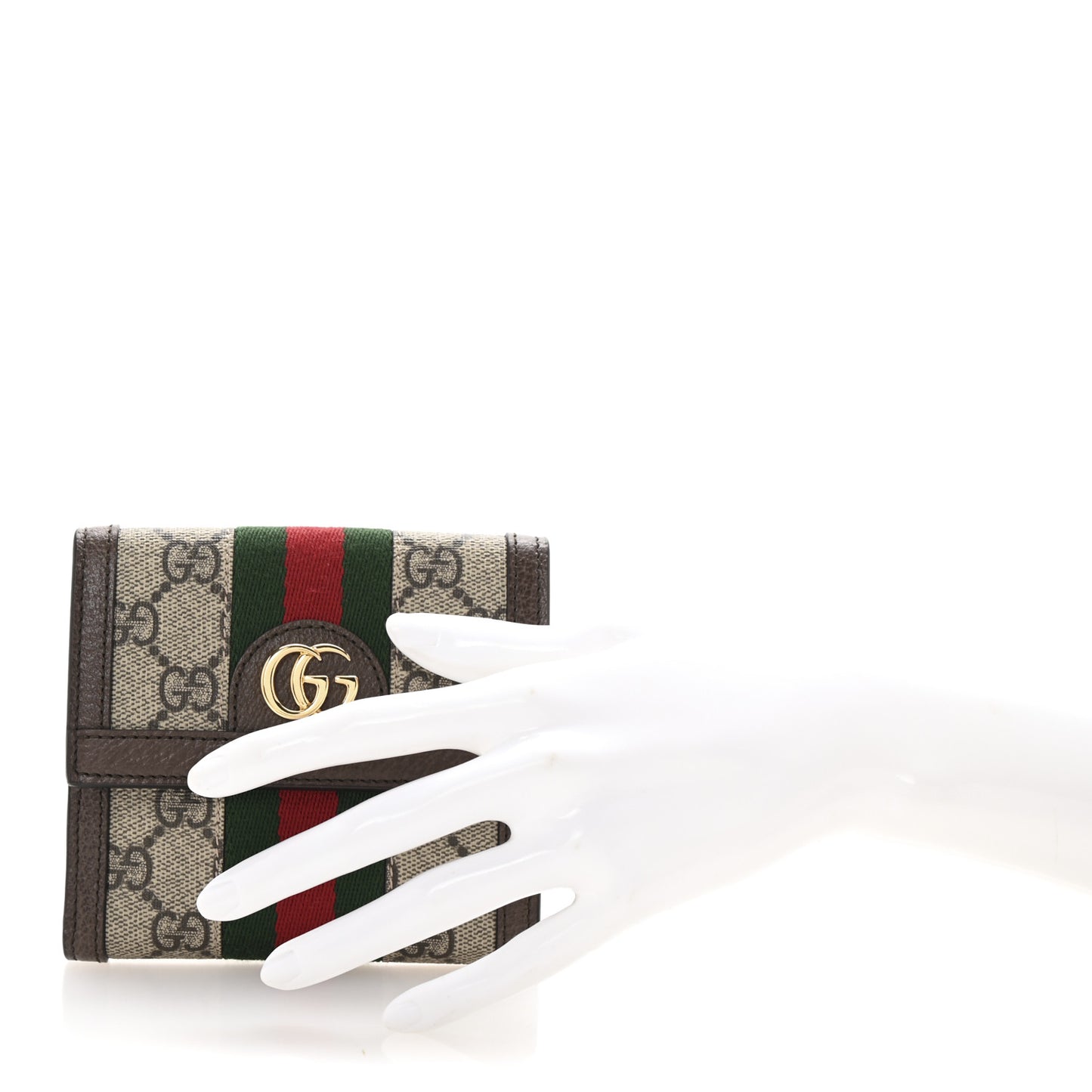 GG Supreme Monogram Web Ophidia French Flap Wallet Beige New Acero