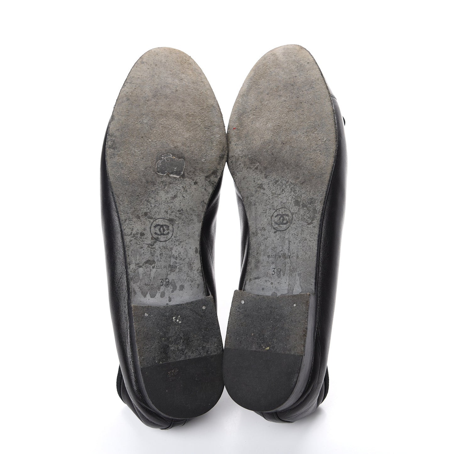 Lambskin Patent Cap Toe Ballerina Flats 39 Black