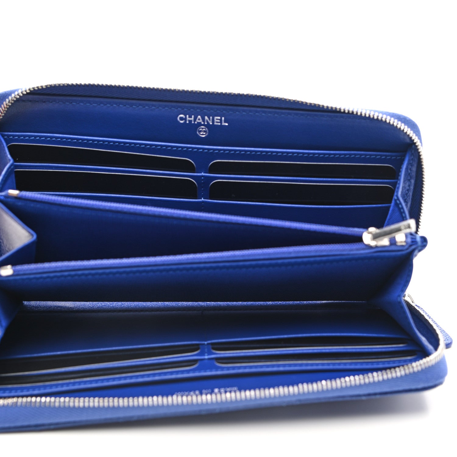 Chanel Caviar Quilted Large Gusset Zip Around Wallet Blue 5 of 9