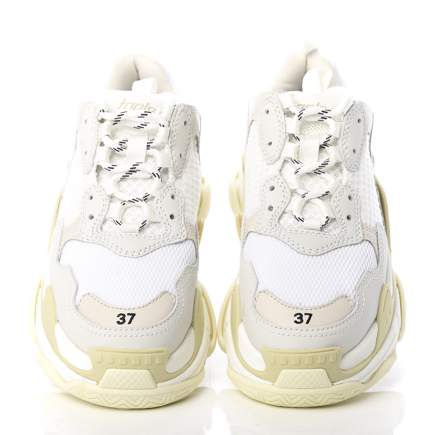Fabric Mesh Womens Triple S Sneakers 37 White