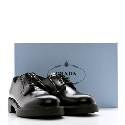 Prada Spazzolato Lace Up 50mm Loafers 39 Black 9 of 9