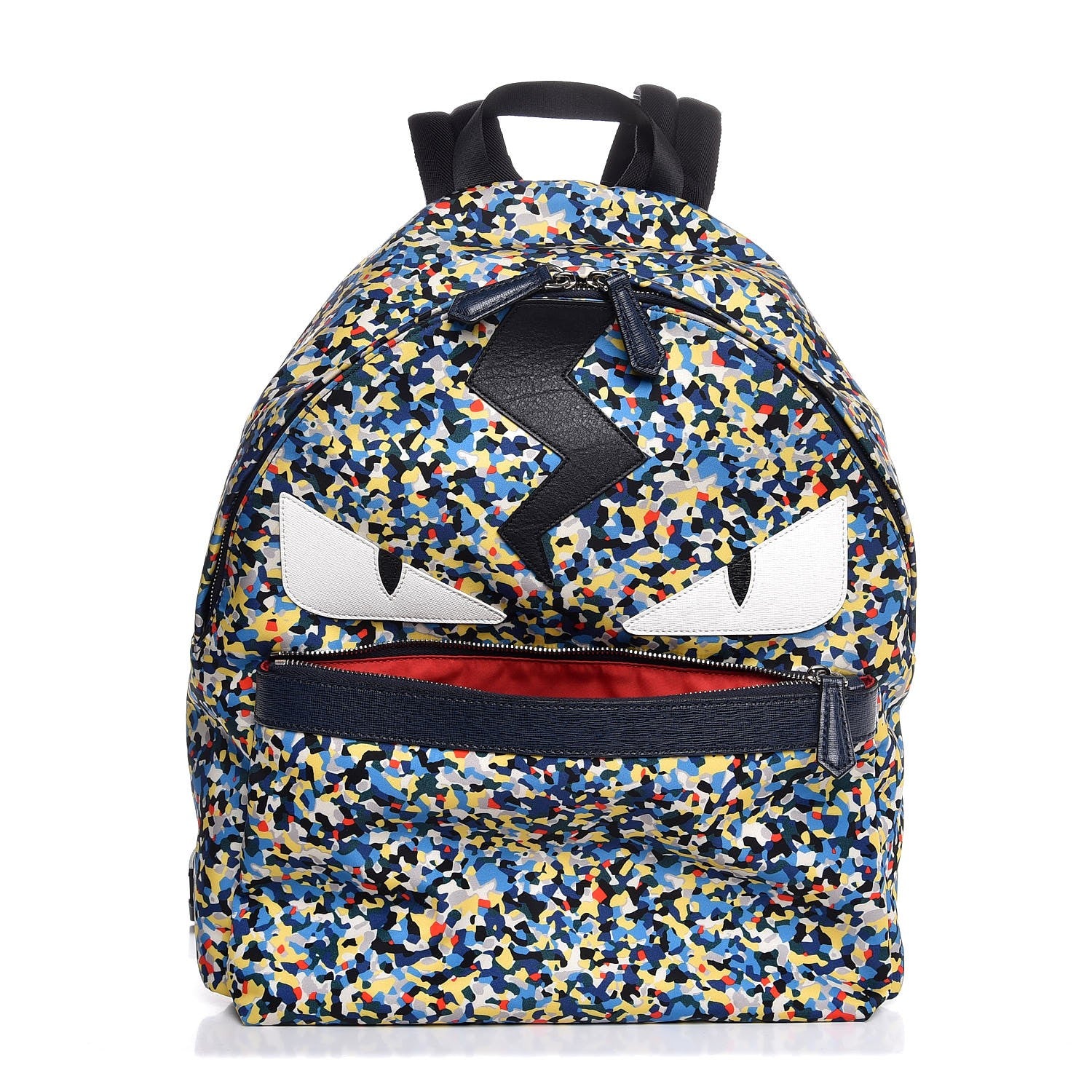 Fendi Nylon Vitello Elite Flamingo Granite Lightning Monster Eyes Backpack Multicolor Lavagna 1 of 9