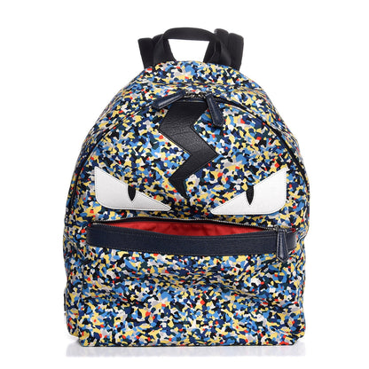 Fendi Nylon Vitello Elite Flamingo Granite Lightning Monster Eyes Backpack Multicolor Lavagna 1 of 9