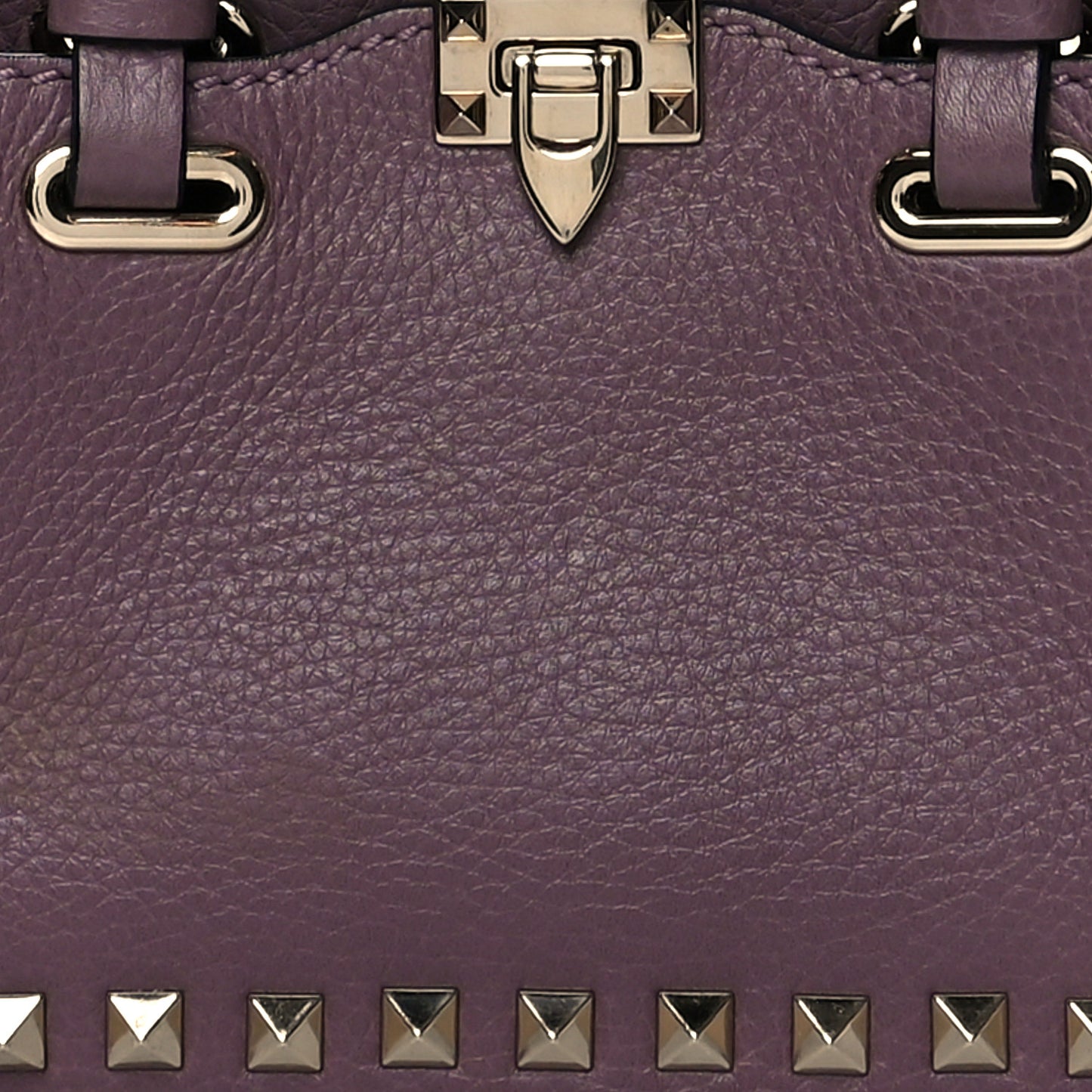 Grained Calfskin Micro Rockstud Tote Dark Mauve