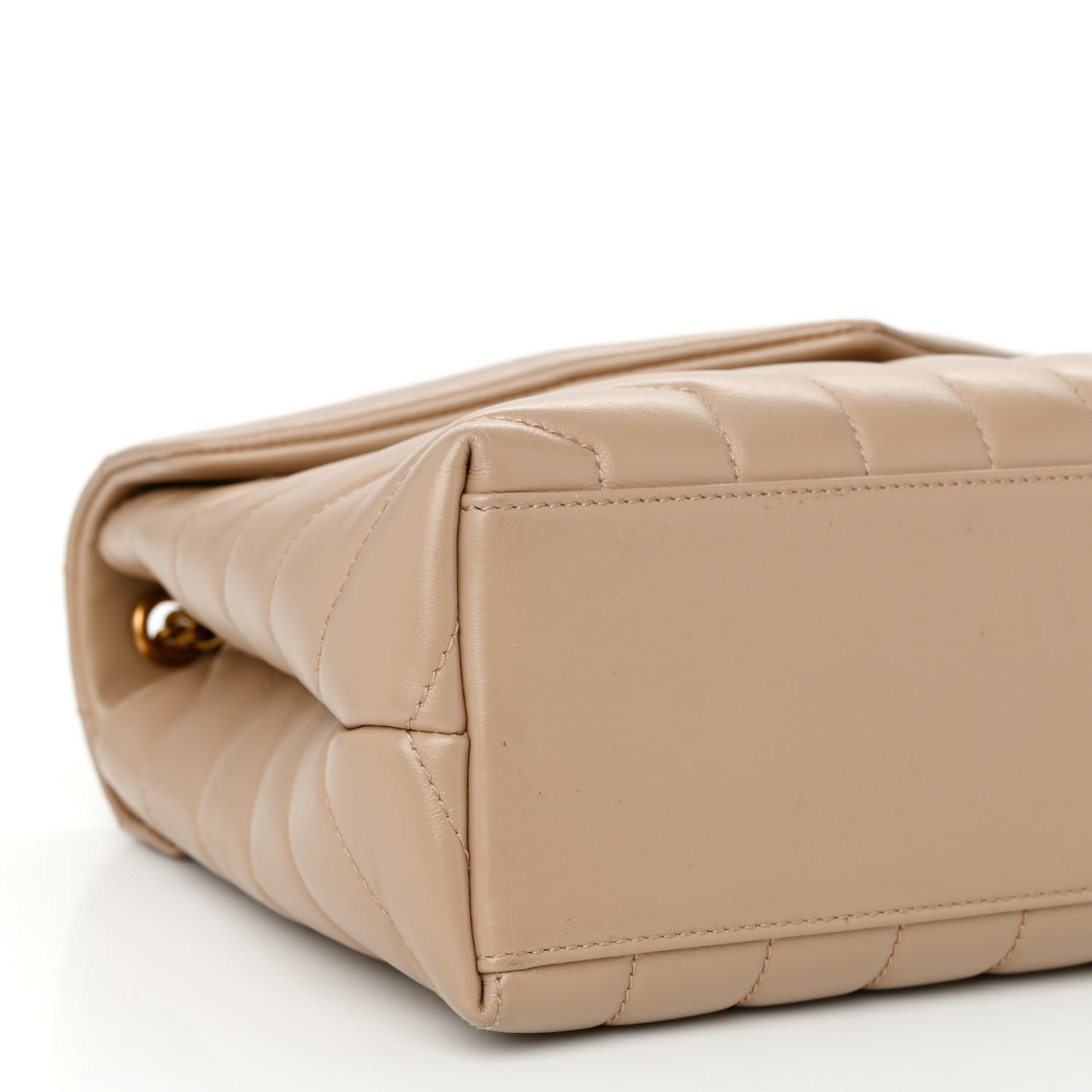 Calfskin Y Quilted Monogram Small Loulou Chain Satchel Dark Beige