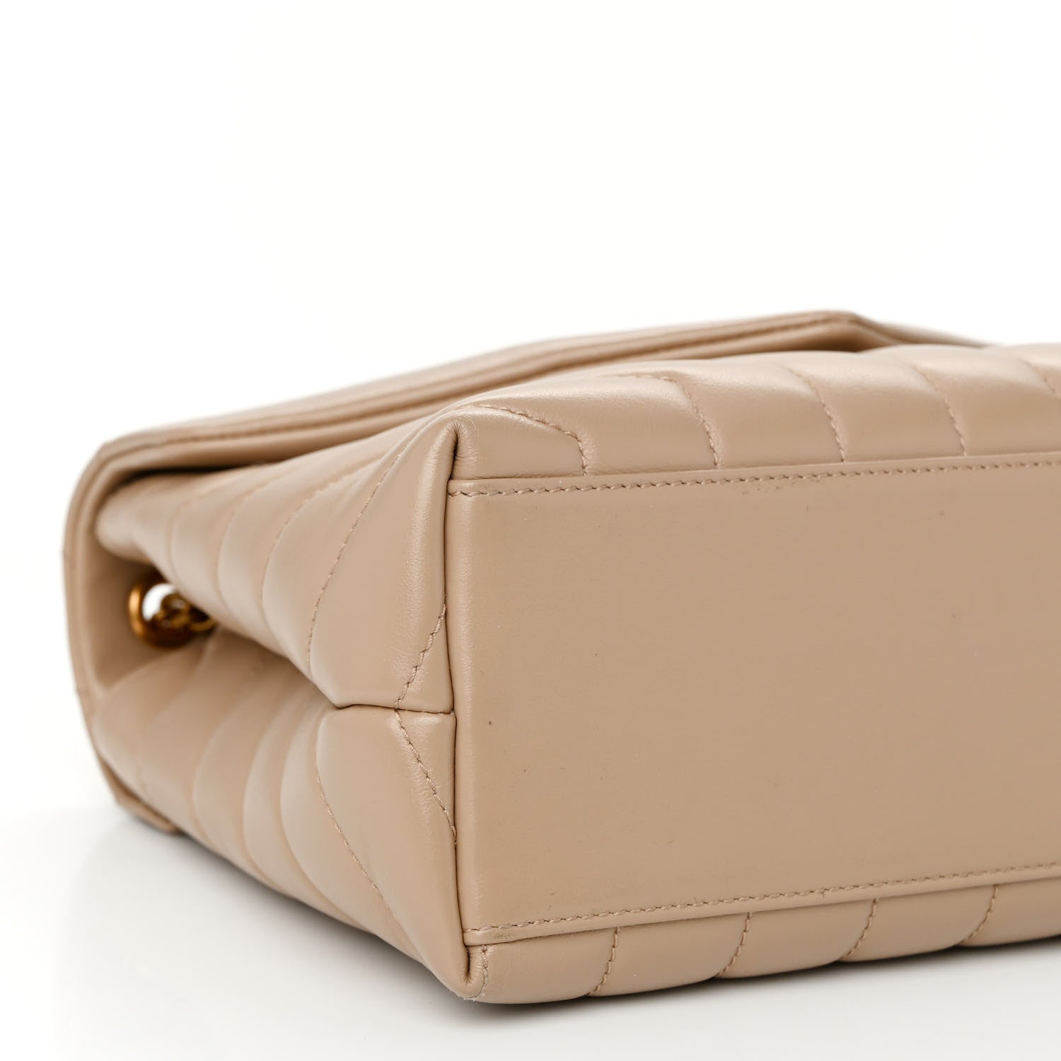 Saint Laurent Calfskin Y Quilted Monogram Small Loulou Chain Satchel Dark Beige 9 of 10