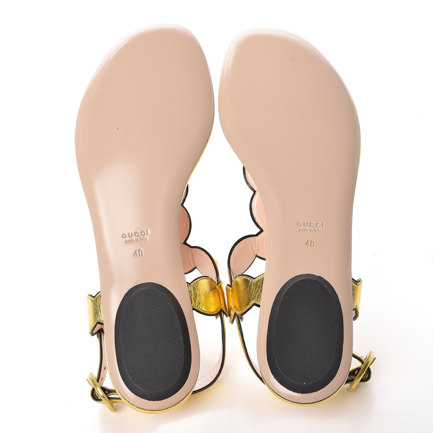 Gucci Metallic Nappa Willow Pearl Thong Sandals 40 Gold 5 of 9