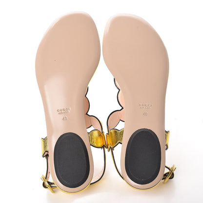 Gucci Metallic Nappa Willow Pearl Thong Sandals 40 Gold 5 of 9