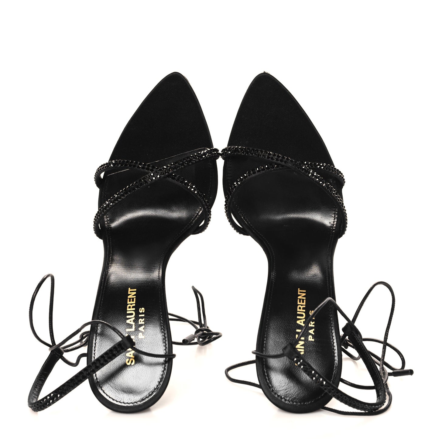 Satin Strass Gippy 110 Sevilla Ankle Strap Sandals 39 Black