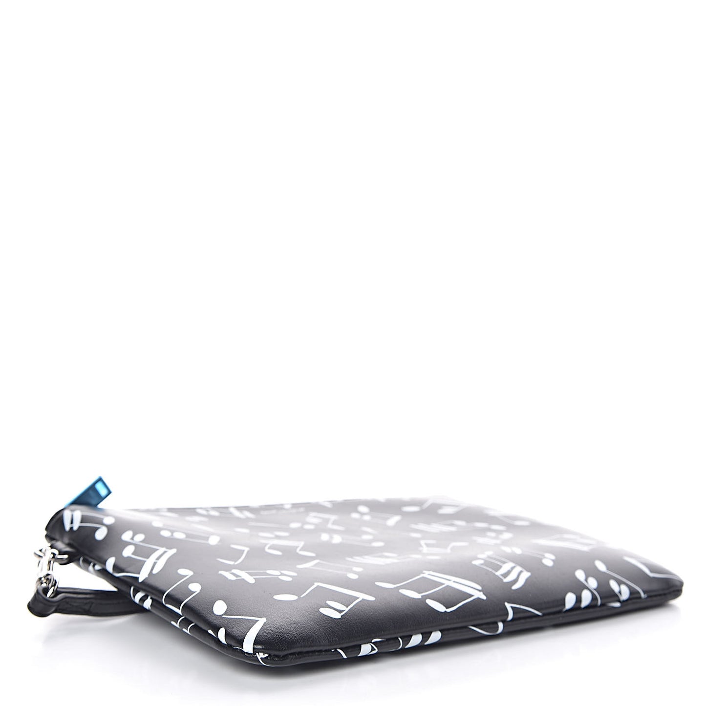 Calfskin Musical Notes Zip Pouch Black